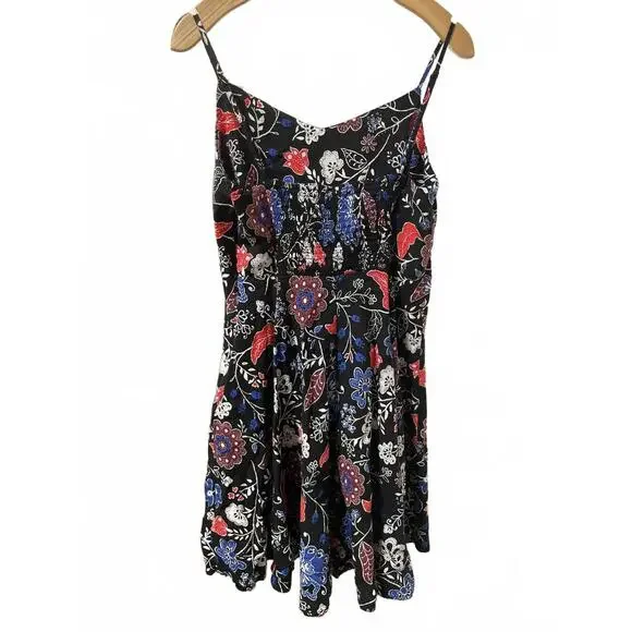 Old Navy Summer Dress Women's Size Large Black Mini Floral Straps - Picture 3 of 8
